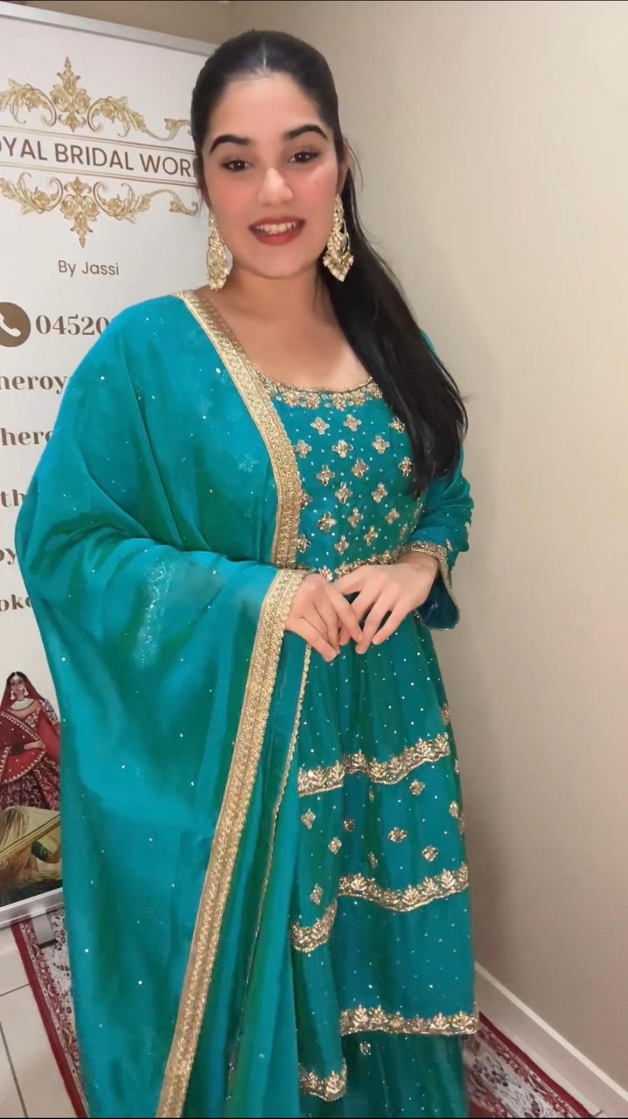 Glamorous Dark Turquoise Sharara
