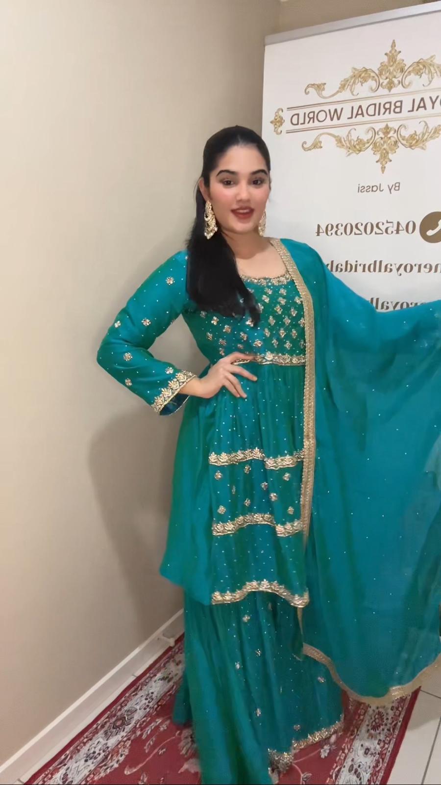 Glamorous Dark Turquoise Sharara