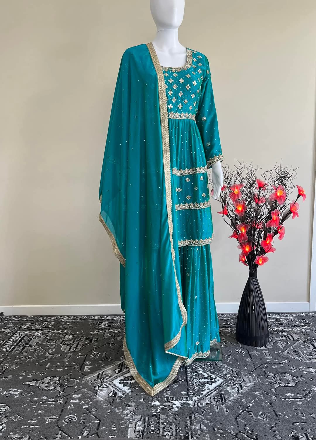 Glamorous Dark Turquoise Sharara